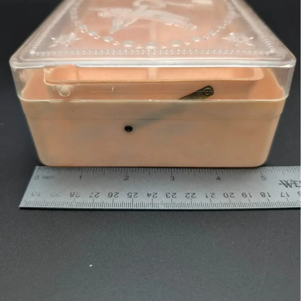 Vintage Pink Plastic Marbled Trinket Jewelry Box By Hommer MFG Made In USA